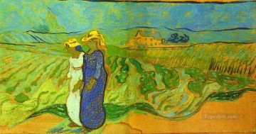  Field Art - Two Women Crossing the Fields Vincent van Gogh